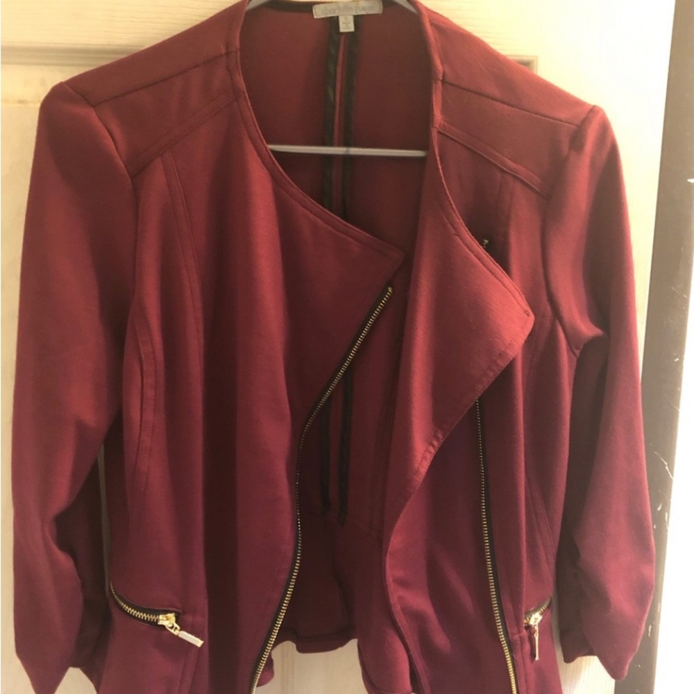Charlotte Russe: Maroon Zip Blazer/Jacket